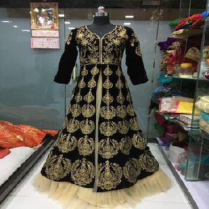 Festival Special Designer Net And Velvet Fabric Gown