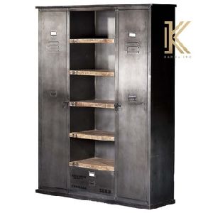 Industrial Metal and Wood Bookcase