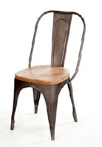 Iron dining chair with wood Seat