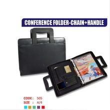 Conference folder with chain and handle