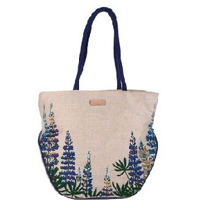 Alpine Forest Designer Jute Cotton Tote Bag