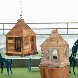 Dwar Reclaimed Wood Vintage Bird House In Natural Finish