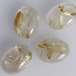 10x14mm Natural Golden Rutile Oval Cabochon