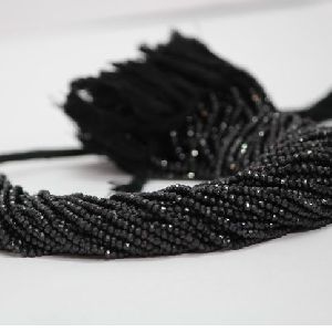 Natural Black Spinel Faceted Rondelle Beads 3mm