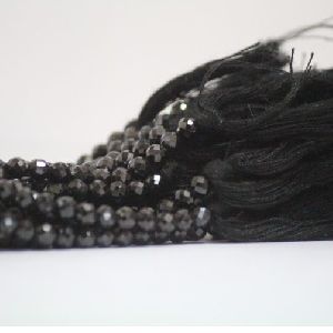 Natural Black Spinel Faceted Round Balls Beads 4mm