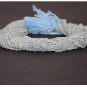 Natural Blue Aquamarine Faceted Rondelle Beads 3mm