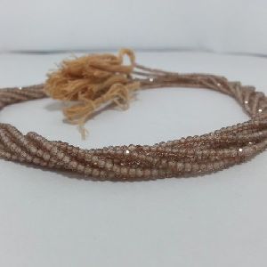 Natural Brown Zircon Faceted Rondelle Beads 2mm