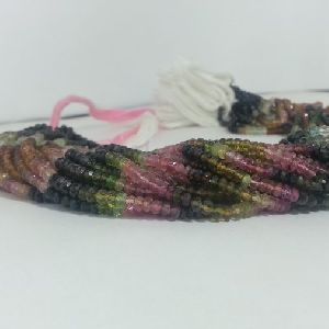 Natural Watermelon Tourmaline Faceted Rondelle Beads 4mm