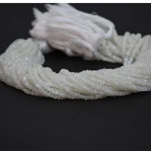 Natural White Moonstone Faceted Rondelle Beads 4mm