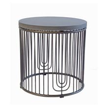 Round Wire metal Round Black wood top Stool Side End Table