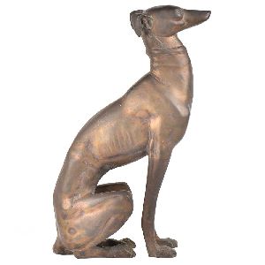 Bronze Figure of Sitting Grey house Dog