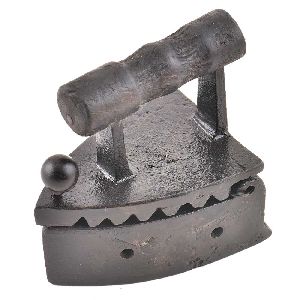 Iron Press On Hot Coal With Wooden Handle