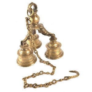 Vintage Brass 3-Bell with a Long Chain