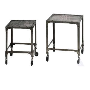Industrial Metal Nest Of End Table