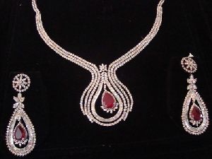 Diamond Coloured Stone Necklace