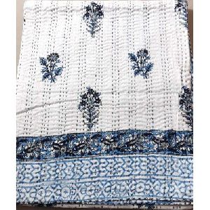 Cotton Printed Kantha Double Bed Cover