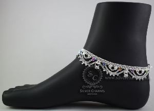 Beautiful Salem Jhalar Silver anklet