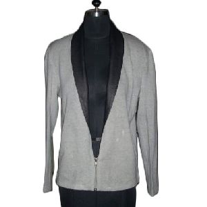 Ladies Black & Grey Wool & Goat Leather Jacket