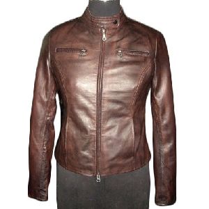 Ladies Zipper Leather Jacket