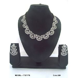Beaded American Diamond Necklace Set