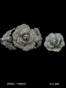 Flower Shaped American Diamond Earrings