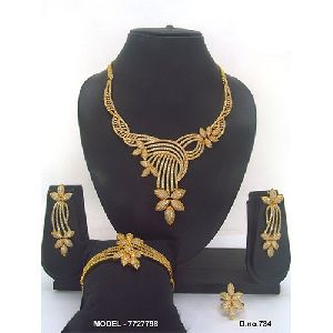 Golden American Diamond Jewellery Set