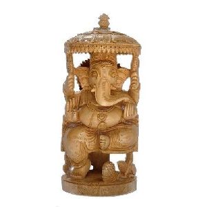 Wooden Lord Ganesha Statue