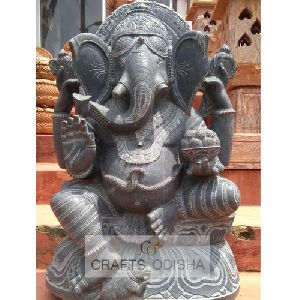 Marble Blackstone Ganesha Sitting Statue