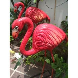 Fiber Red Ostrich Bird Statue