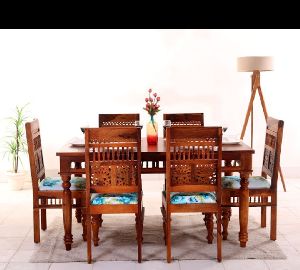 Marwari Design Sheesham Wood Dining Table Set