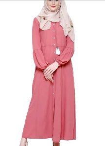 Front Open Abaya with Pleats in Sleeve