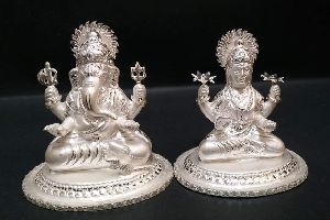 Silver Ganesh Laxmi Idols