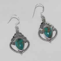 SILVER COPPER TURQUOISE GEMSTONE EARRING
