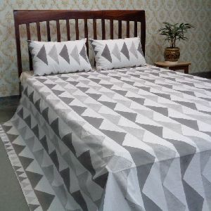 Cotton Block Printed Percale King Size Bedspread