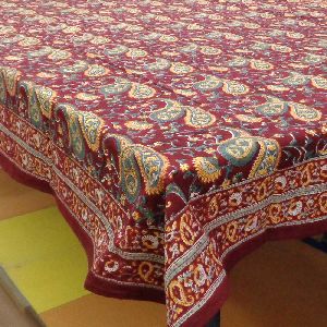 Paisley Maroon Tablecloth in Cotton