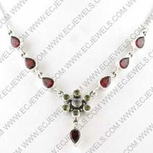 Sterling Silver Garnet AND Peridot Necklace