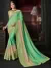 Indian Women Cyan Color Two-Tone Silk Fabric Cut Paste Saree