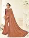 Women Maroon And Orange Color Brasso Saree