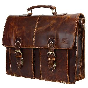 Leather Shoulder-Briefcase Messenger Bag