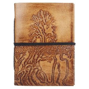 Rustic Town Ancient Tree Embossed Leather Diary