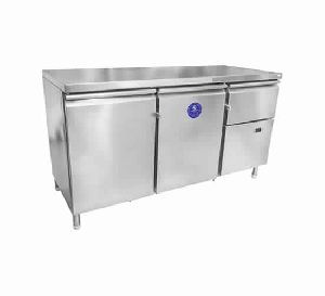 STAINLESS STEEL HORIZONTAL REFRIGERATOR & FREEZER WITH TABLE TOP