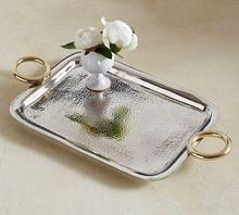 serving tray with metal handles
