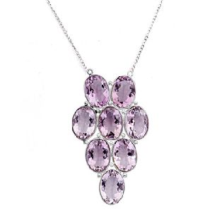bezel purple amethyst long necklace