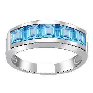 Jeweltique Designs One of A Kind 2.25 Carat Genuine Blue Topaz 925 Sterling Silver Ring