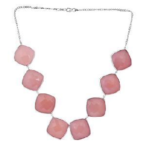natural rose quartz stone necklace