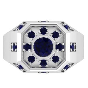 Orchid Jewelry Sterling Silver Father's Day 1.50 Carat Sapphire Ring