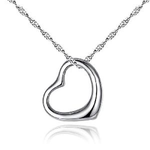 Quality Jewelry Heart Shape Plain Platinum color plated Brass Necklace
