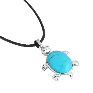 Quality Jewelry Natural Gemstone Antique Necklace, with PU Leather AND Brass