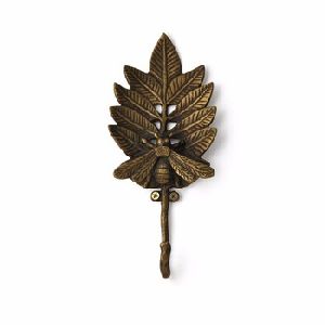 Antique Brass Cast Iron Leaf Hook