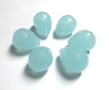 Aqua Color Quartz Faceted Teardrops Beads